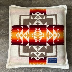 Pendleton Geometric Pattern Pillow - Red, Orange, Brown, Cream
